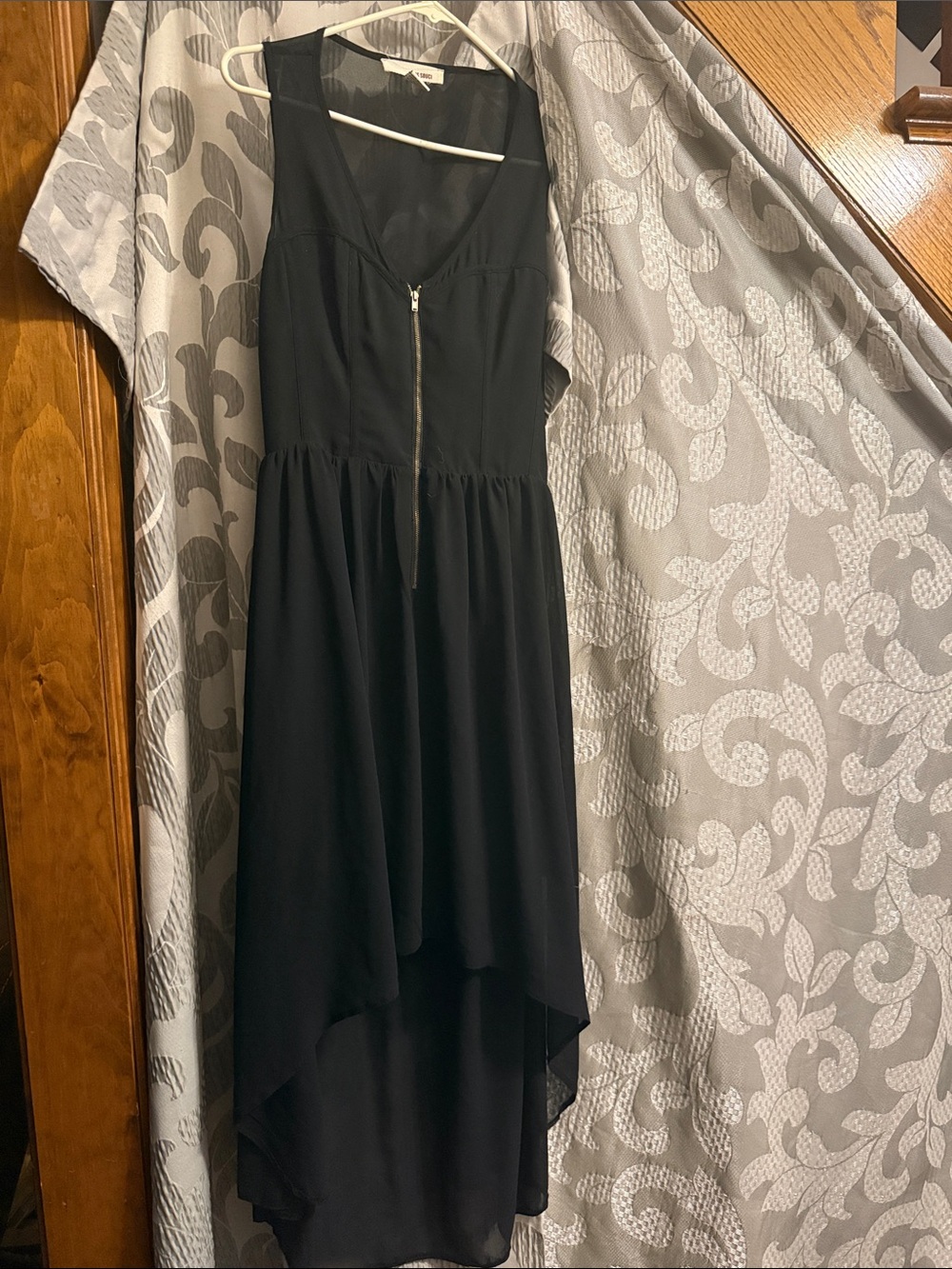 Black High-Low Zip-Front Dress